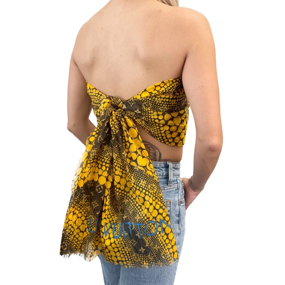 LOUIS VUITTON Vintage LV Logo Monograma Bufanda Envoltura Chal Accesorio Punto Amarillo Foto 3 de 4