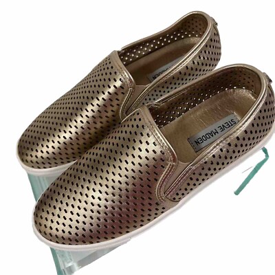 Steve Madden Sneakers Womens Gold Perforated Slip On