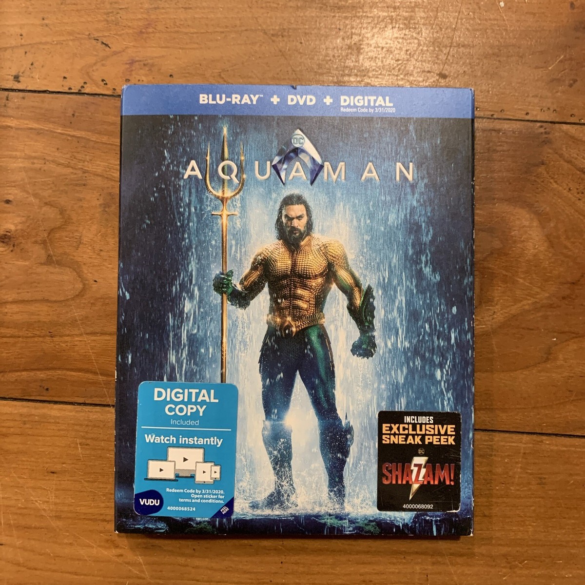 Aquaman (Blu-ray/DVD, 2019, 2-Disc Set, No Digital Copy) Slip