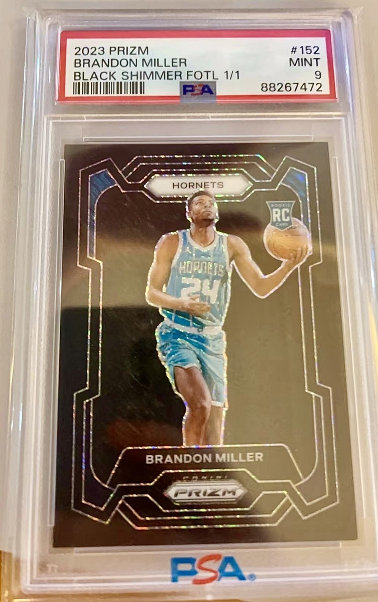 Brandon Miller 2023-24 Panini Prizm 1/1 Black Shimmer Fotl RC PSA 