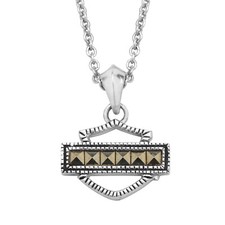 Harley-Davidson Marcasite Bar Shield Logo Necklace Sterling 221 HDN0329