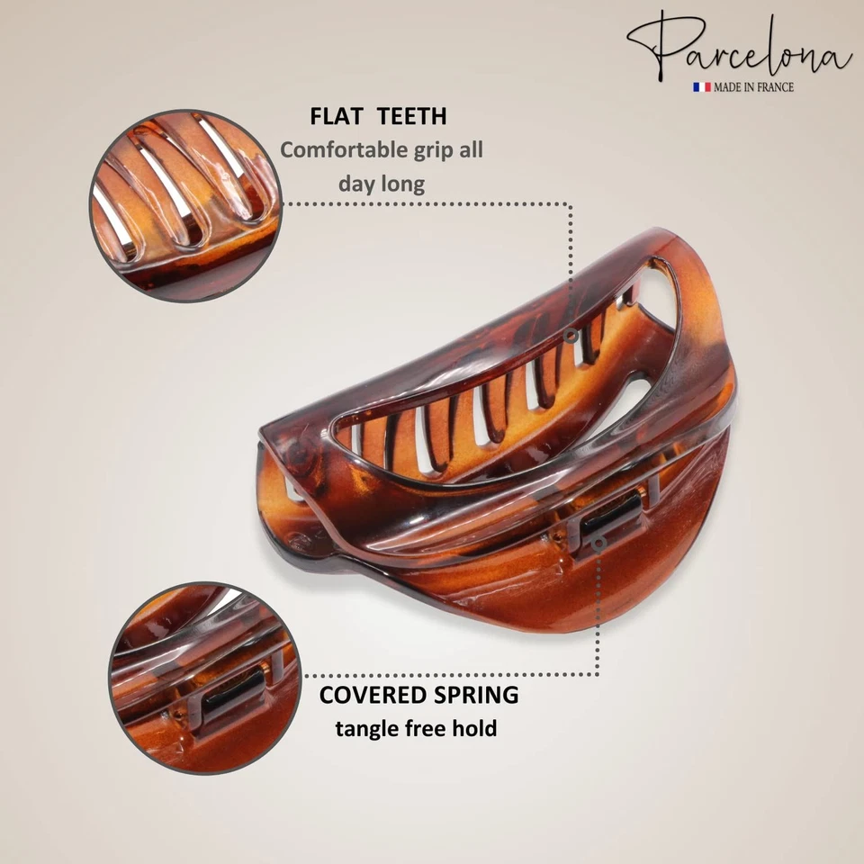 Garras de pelo pequeñas de celuloide con cáscara N negra recortada media luna francesa de Barcelona (2 piezas) Foto 3 de 4