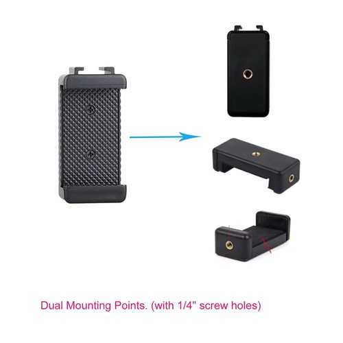 Supporto clip cellulare + adattatore a vite attacco treppiede per fotocamera reflex DSLR - Foto 4 di 11