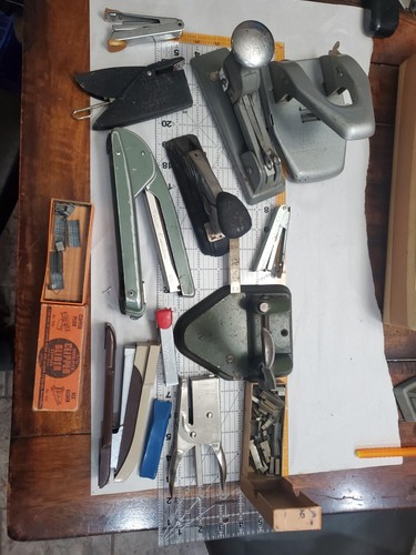 Vintage Stapler and Hole Lot Office Supplies Many Rare UNTESTED