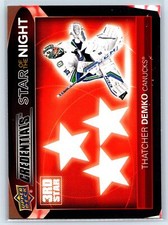 Thatcher Demko 2021-22 Credentials Star of the Night: Third Star Canucks #3S-2