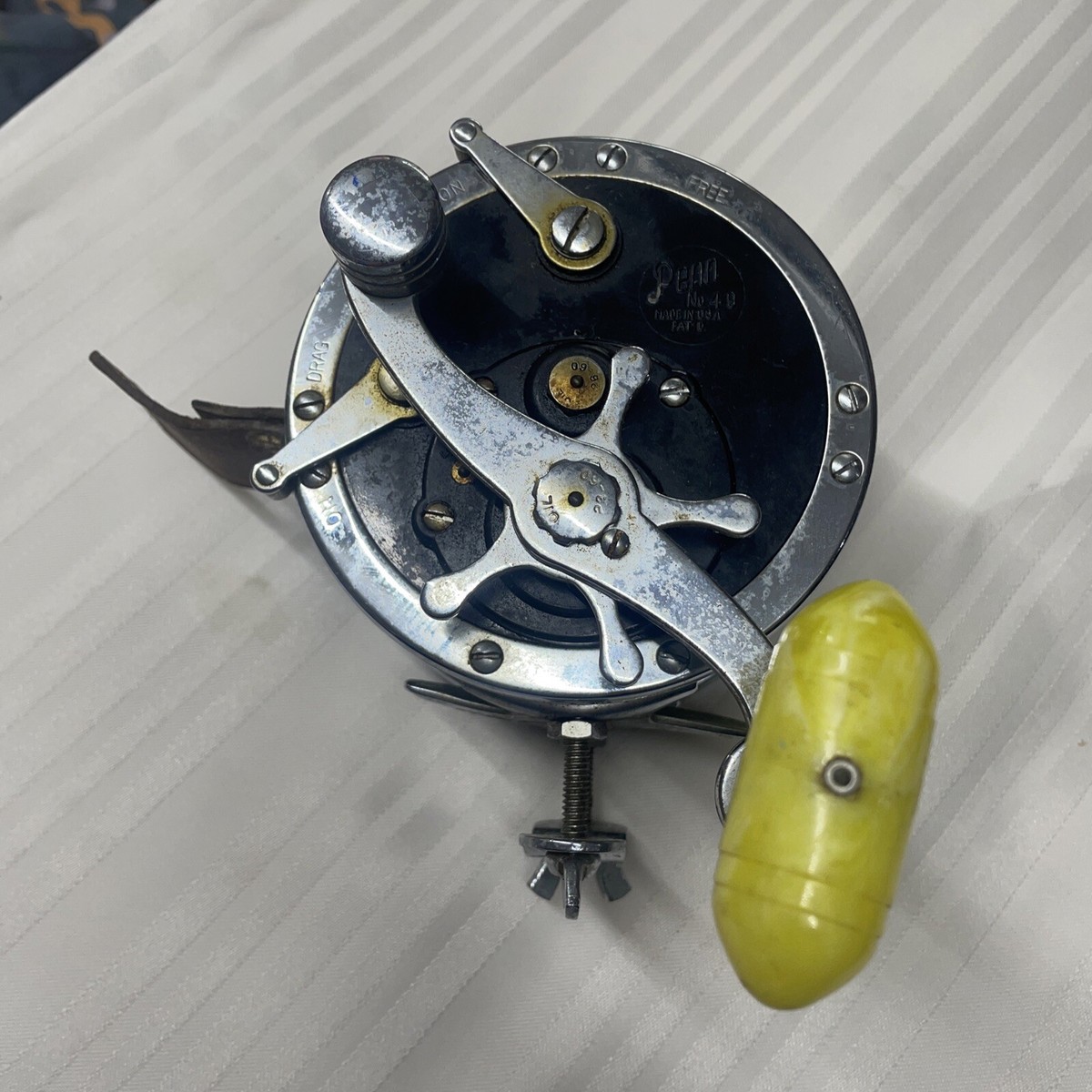 Vintage Penn No.49, Yellow Handle, Deep Sea Fishing Reel | eBay