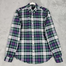 J. Crew Oxford Shirt Mens Size S Green Red Blue Tartan Plaid Heavy 100 Cotton