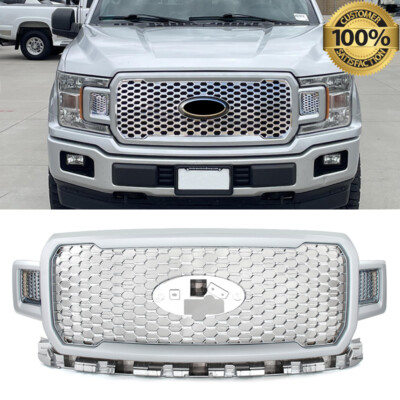 For Ford F-150 F150 2018-2020 Front Radiator Grille Assembly Ingot Silver+Chrome