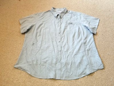 Womens Top-COLUMBIA-PFG-grey nylon lightweight performance snaps ss-2X