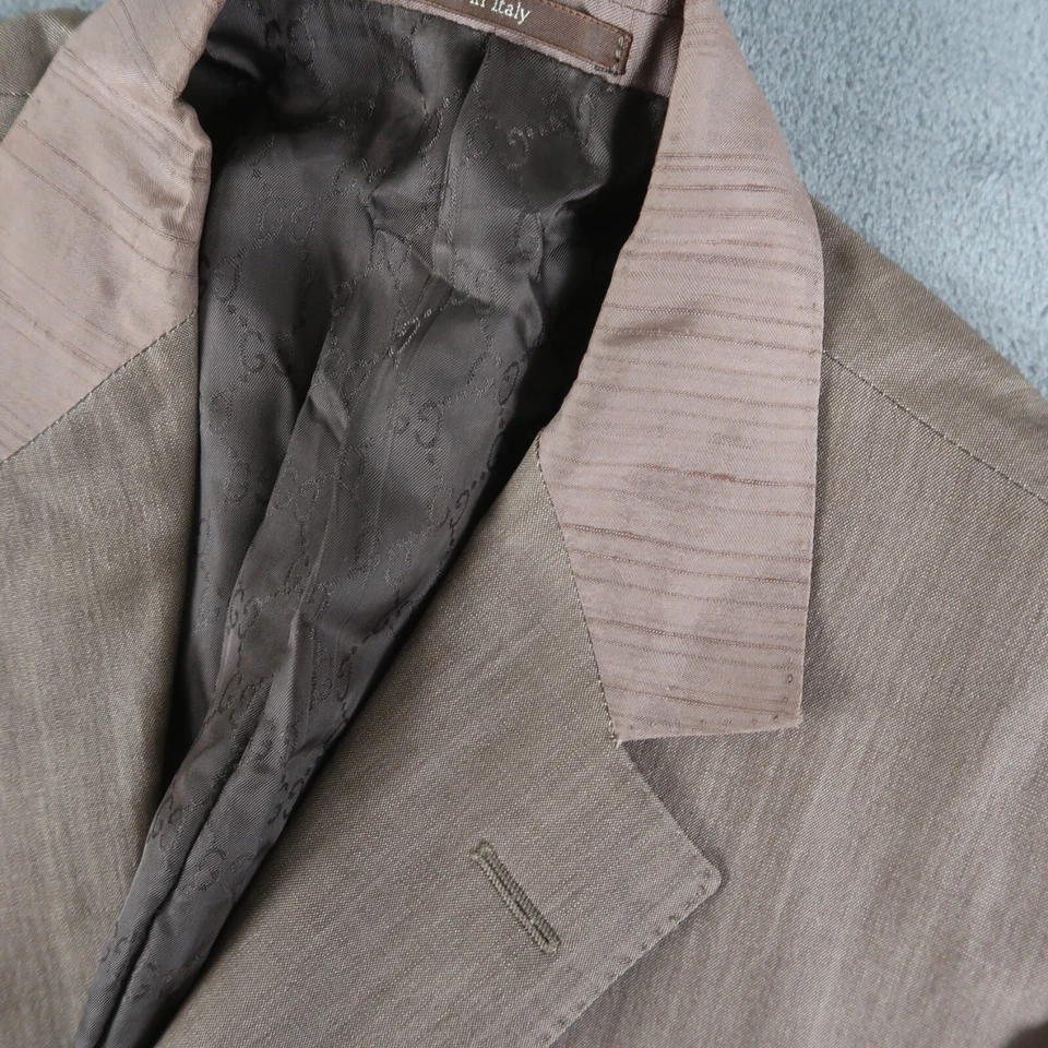 Gucci Blazer Size 48R Single Breasted Brown Wool Mohair Made in Italy Designer - Image 4 of 4
