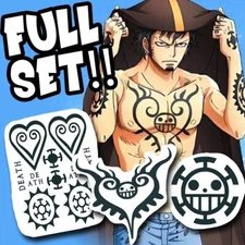 Trafalgar D Law FULL Temporary Tattoos Set / One Piece Cosplay Trafalgar D Law