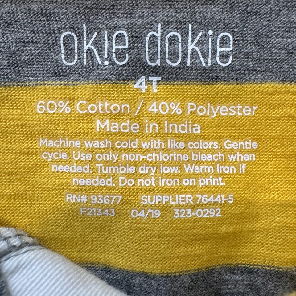 Okie Dokie Rugby Shirt Boys 4T Gold  Heather Gray Stripe Long Sleeve New W Tags Foto 2 de 4
