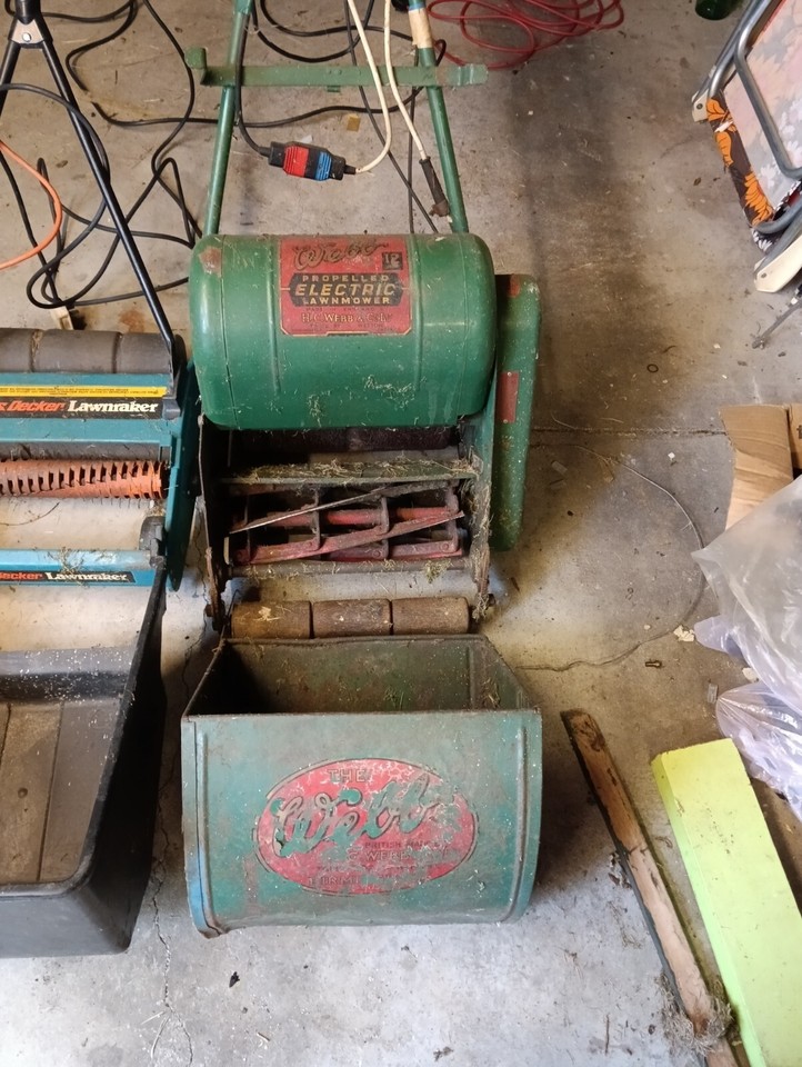 Vintage b 12 inch electric lawn mower and electric scarifier both