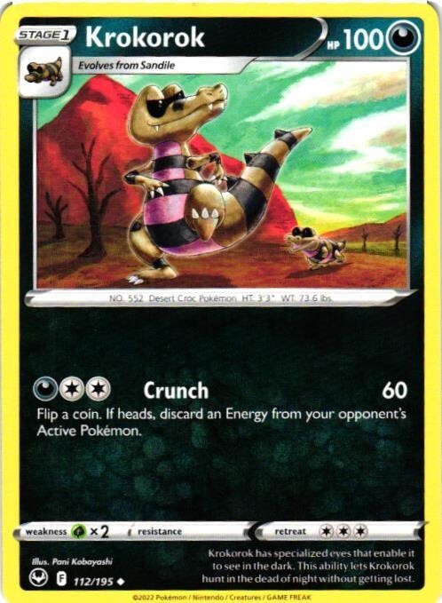 2022 POKEMON TCG SILVER TEMPEST KROKOROK HP 100 112/195 COMMON