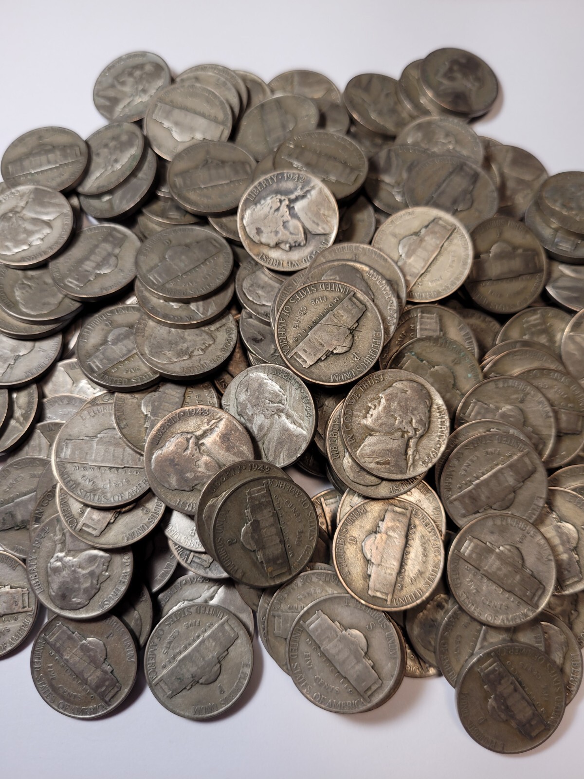 Lot of 5 Silver War Nickels WWII 35 Junk Silver, Choose How Many Lots