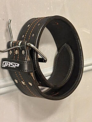 GASP Power Belt Double Prong Leather Weightlifting Sz XS Branch Warren Autograph