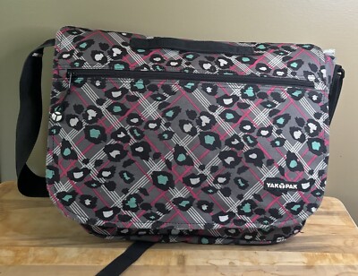 Yak Pal Messenger Bag Plaid And Animal Print GUC Missing A Buckle See Pictures