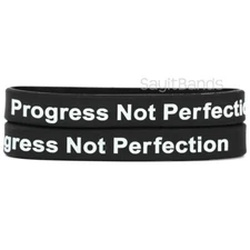 2 Progress Not Perfection Wristbands - Motivation Inspiration Recovery Bracelets
