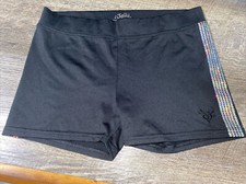 Justice sz 12 black silver sequin gymnastics shorts compression Dance Volleyball