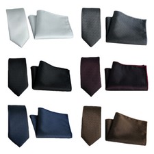 Men Jacquard 6CM Skinny Necktie Pocket Square Handkerchief Wedding Party Set