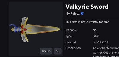 R0BLOX Toy Code - Valkyrie Sword | Series 6 | eBay