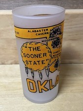 VTG Oklahoma &lsquo;The Sooner State&rsquo; Souvenir Frosted Hazel Atlas 5" Drinking Glass