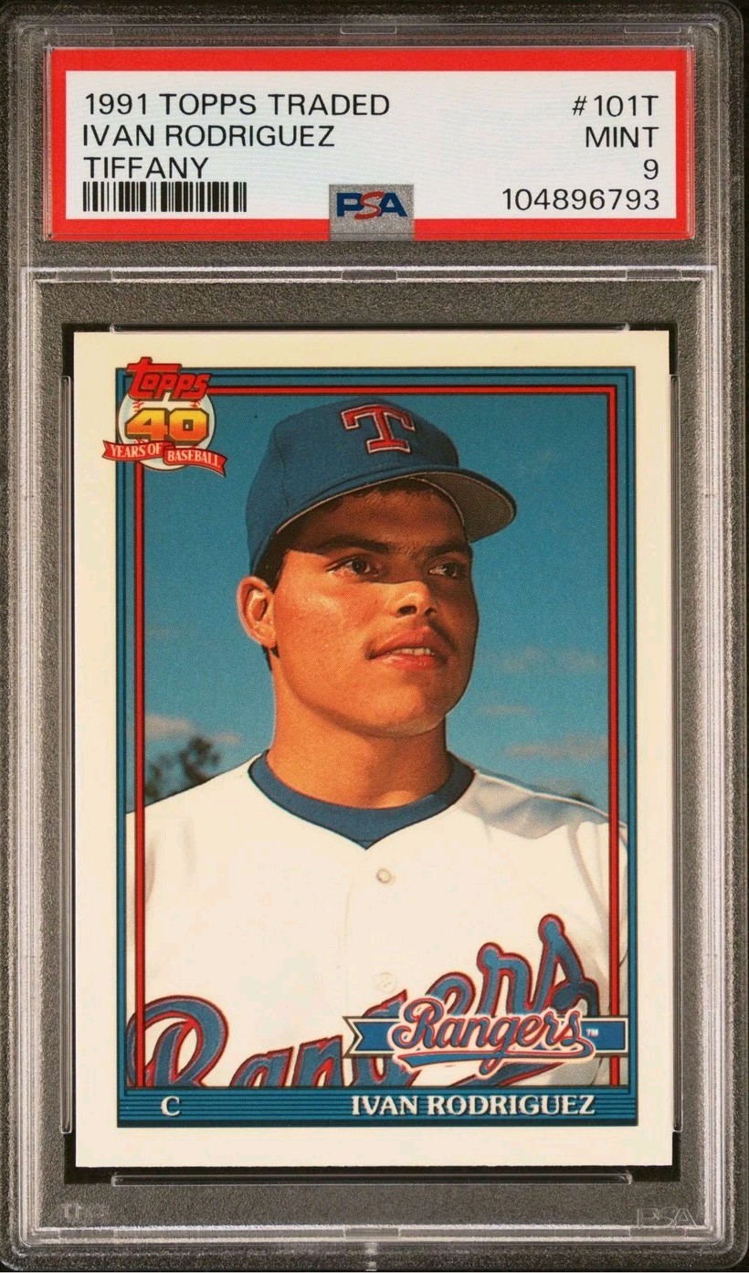 1991 TOPPS TRADED TIFFANY #101T IVAN RODRIGUEZ RC HOF PSA 9