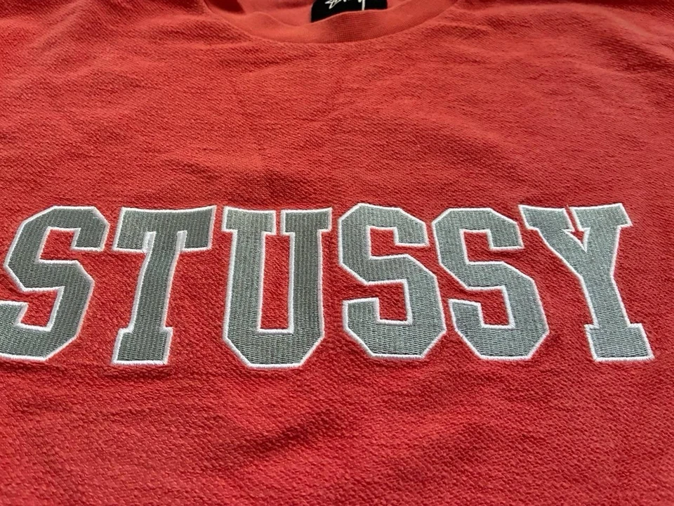 Streetwear Stussy Sudadera Pullover Y2K Logo Grande Cuello Redondo Rosa Jersey S Foto 3 de 4