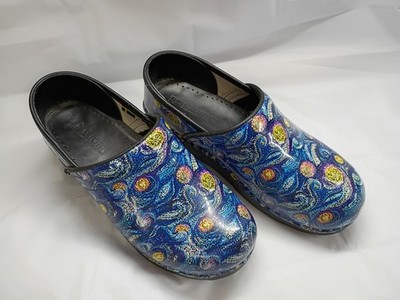 Bjork Professional Leather Clogs Van Gogh Starry Night Nursing Shoes  W6.5(37)
