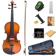 MeloCrest 1/2 Size Violin for Kids, Half Size Fiddle - Solid Spruce  Maple w...