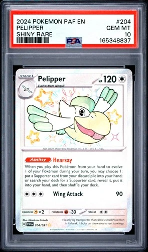 2024 POKEMON PAF EN-PALDEAN FATES SHINY RARE #204 PELIPPER PSA 10