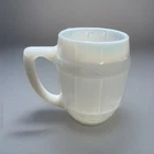 Vintage White Opalescent Milk Glass Barrel Mug Shot Glass Toothpick Holder