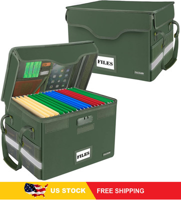 DocSafe Fireproof Document Box with Lock,File Storage Organizer Green,2 Pack