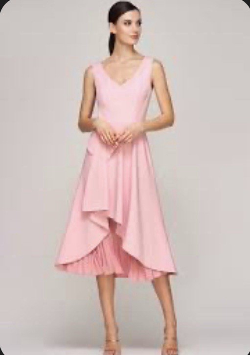 Kay Unger Begonia Crepe & Chiffon Midi A-Line Dress in Pink Mauve at Nordstrom, Size 6