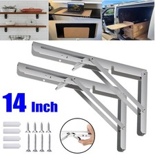 2pcs 14 In Heavy Duty Folding Shelf Brackets Table Benche Collapsible L Bracket