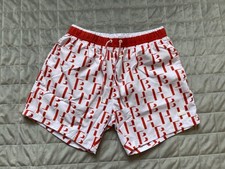 Image of Hugo Boss Men's Designer White & Red Swim Shorts Size Medium Beachwear Brand New