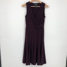 Lauren Ralph Lauren Womens Dress Size 2 Purple Fit & Flare Stretch Sleeveless