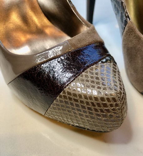 Gorgeous  MODA Gray Leather Multi Pattern High Heels 7.5M - Picture 4 of 12