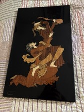 Persian Art Marquetry Inlaid Moaraq-Kari SIGN...