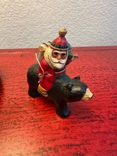Rare Vintage House of Hatten Randy Tate Santa on Bear Ornament