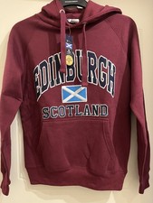 Edinburgh Scotland Harvard Print Hoodie maroon Scottish theme gift size small 