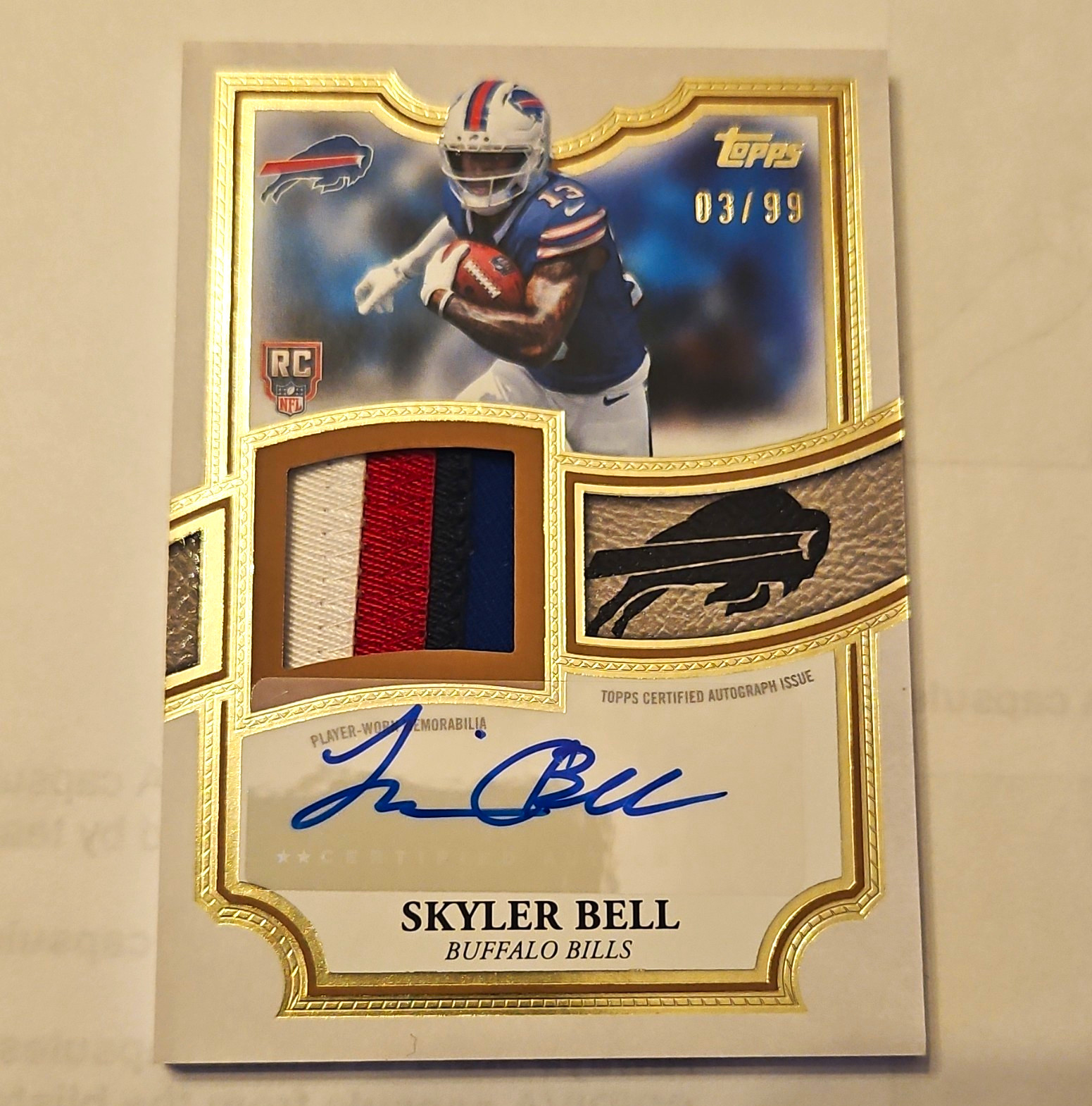 Topps 2026 Flagship Football Skyler Bell ARP-SB RC Auto Rookie Patch 03/99