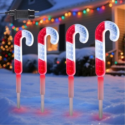 Weihnachts Gartenstecker mit 3D Tunnel Effekt, 4 Zuckerstangen,  , Außenbeleu...