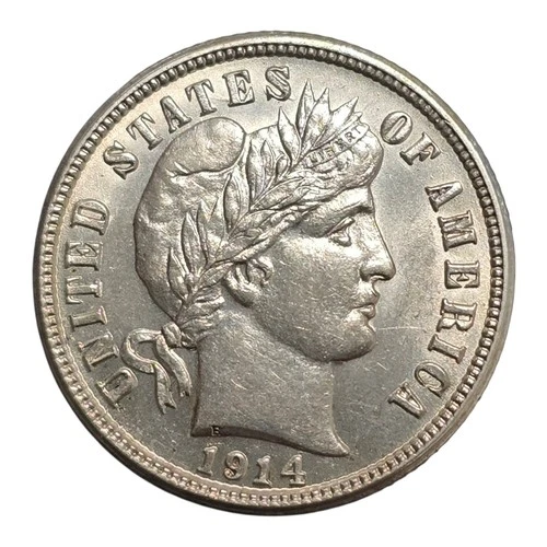 UNC Details 1914 S Barber Dime Us Silver Coin Uncirculated San Francisco Mint