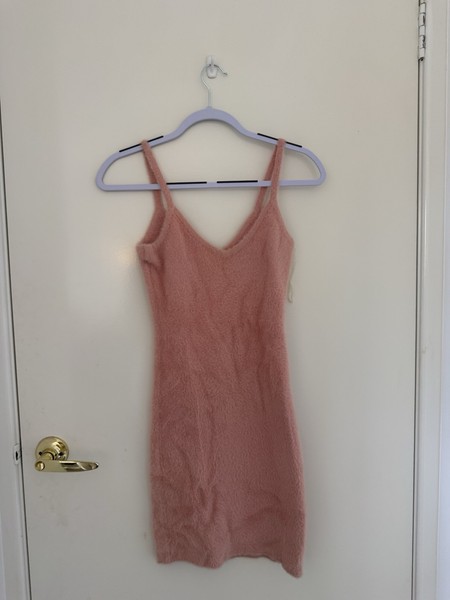 Supre Pink Fuzzy Knit Mini Dress Womens Size S Y2K Soft Girl Party Cute