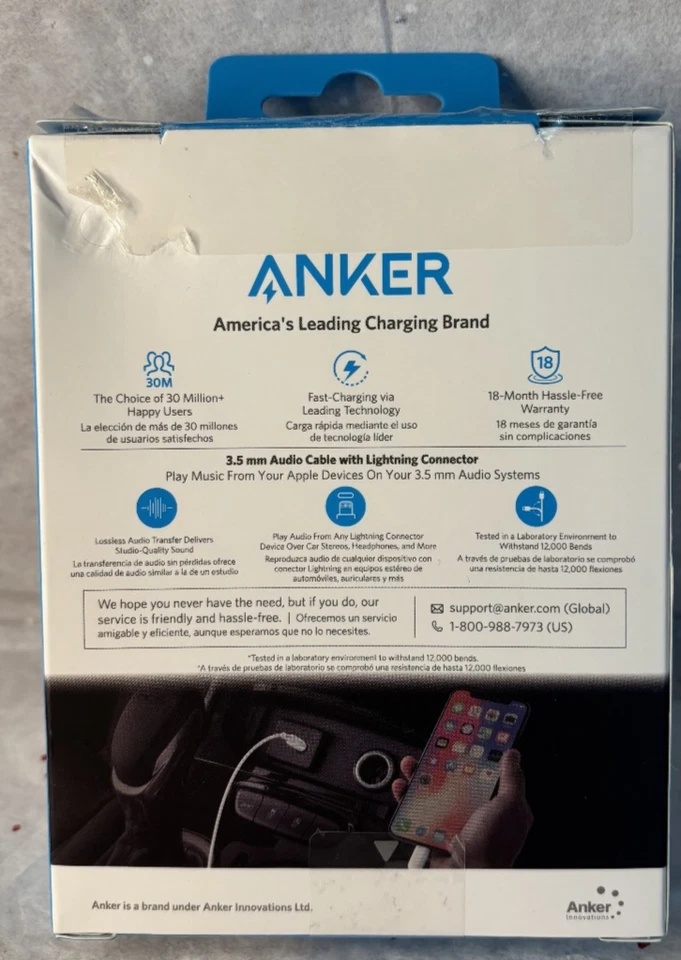 Anker 3.5毫米音频线带Apple电缆连接器-3英尺 — 第 2/3 张图片