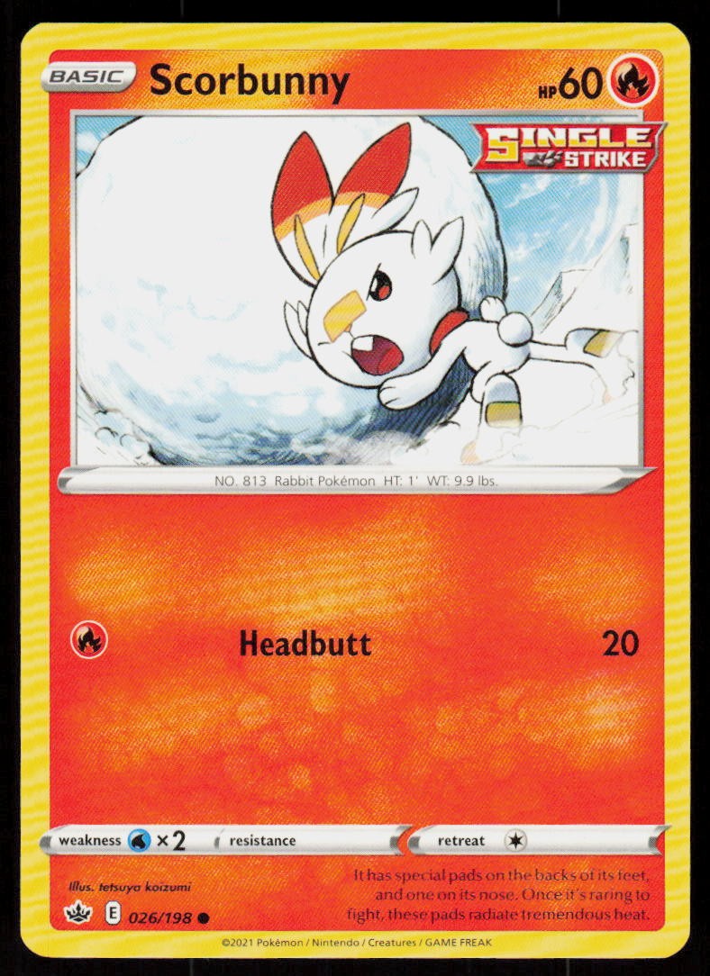 Scorbunny 026/198 Common Chilling Reign Pokemon Near Mint