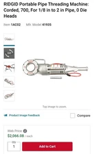 NEW Ridgid 700-T2 Power Drive Pipe Threader Portable 41935 1/8"-2" 1AC02