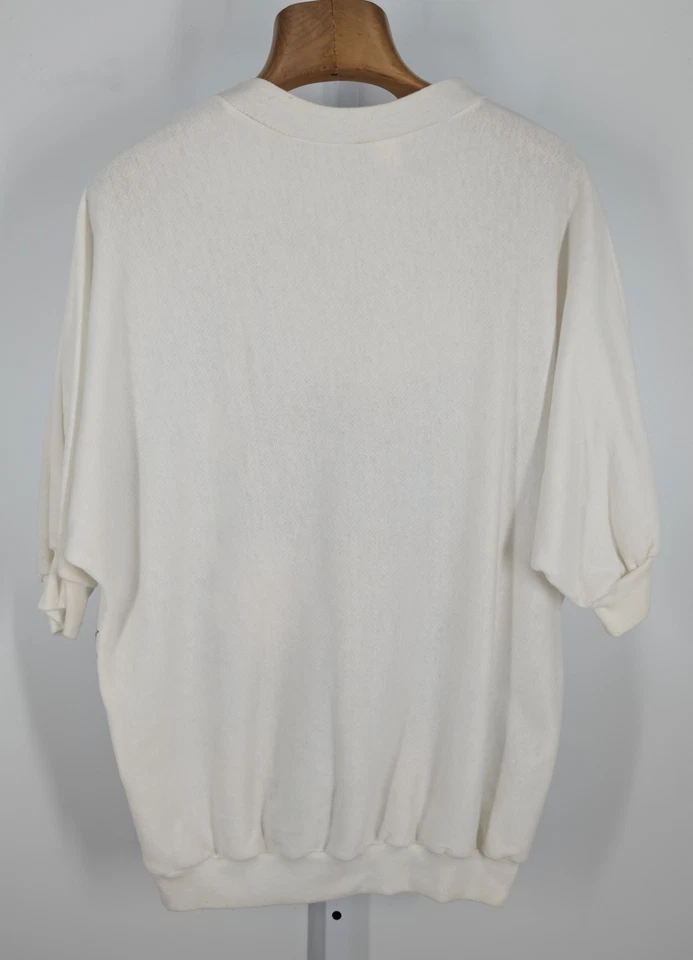 Camiseta moletom Panther Flower Art vintage anos 80 glitter New Wave 5050 OSFA EUA - Imagem 2 de 4