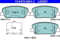 Bremsscheiben-BremsbeläGe-Kit ATE 13.0470-5651.2 Hyundai 58101-A6A20